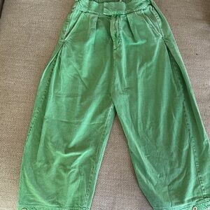 Free People Green Wide-Leg Casual Jeans